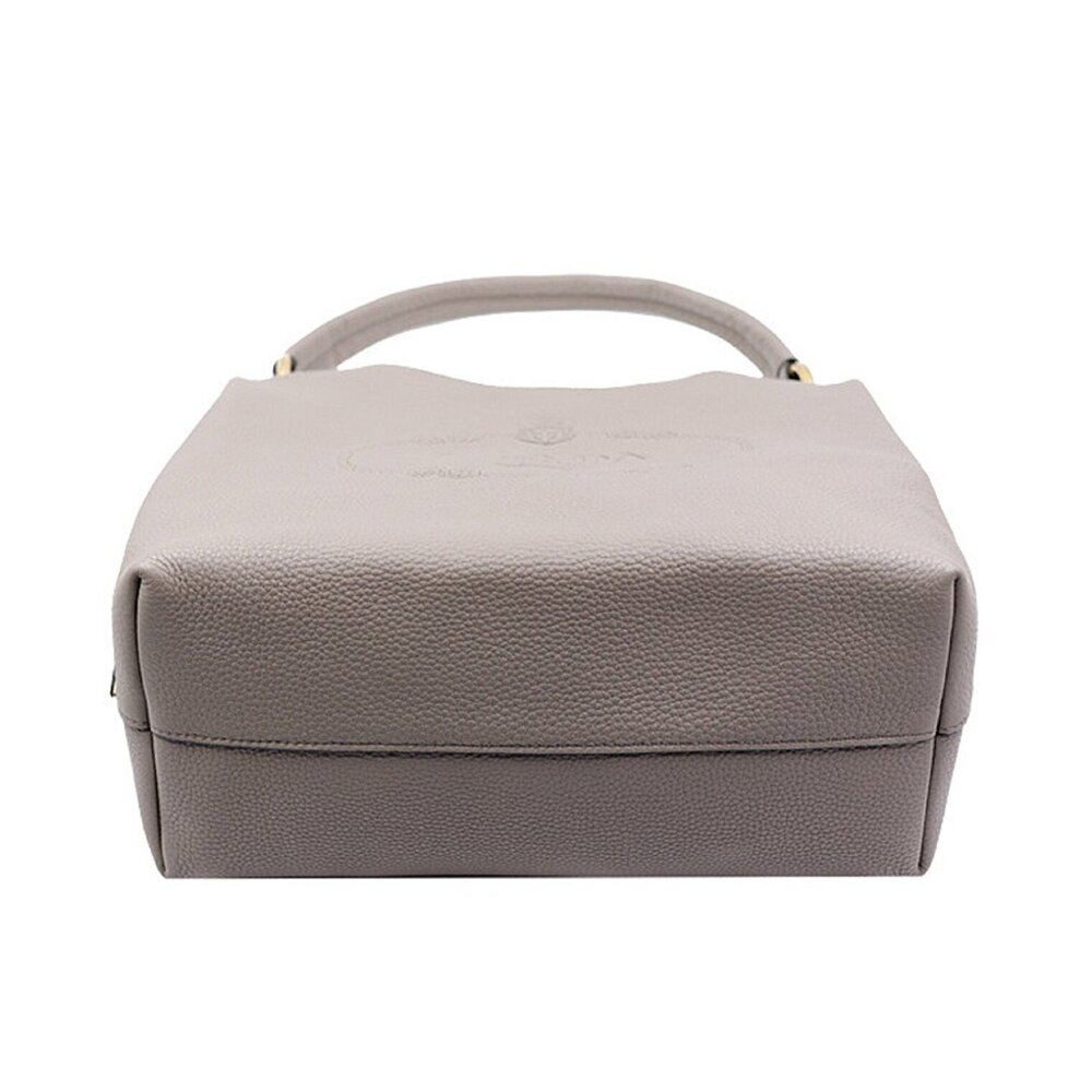 Prada Vitello Phenix Grey Leather Embossed Logo Hobo Tote - Picture 2 of 3